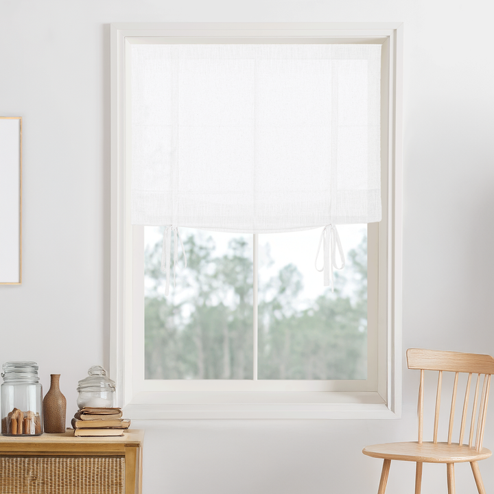 Belgian Flax Linen Blackout Roman Shades & Blinds | Tie