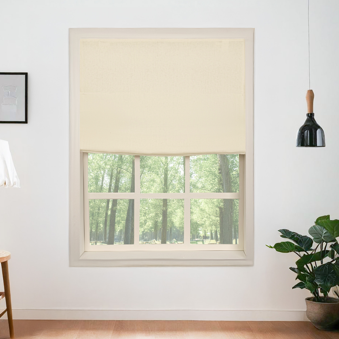 Belgian Flax Linen Roman Shades & Blinds | Flat Fold