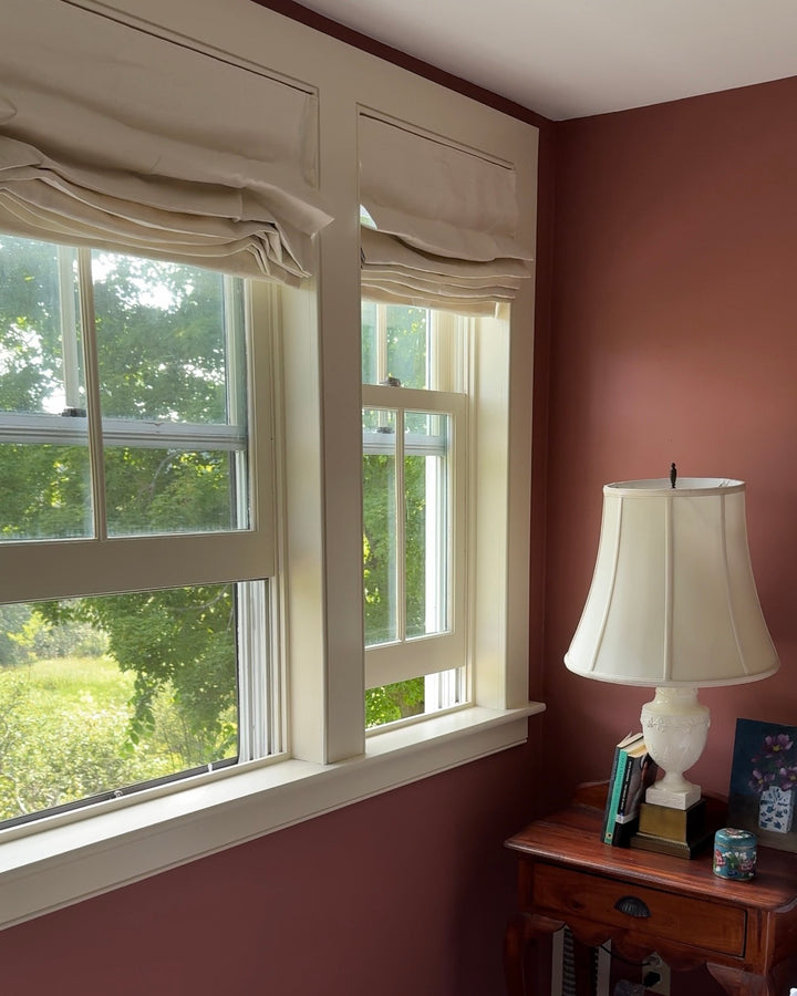 Belgian Flax Linen Roman Shades & Blinds | Swag