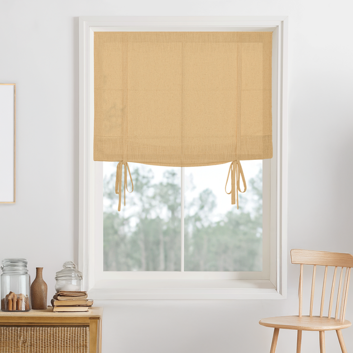Belgian Flax Linen Blackout Roman Shades & Blinds | Tie