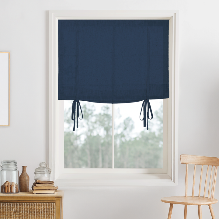 Belgian Flax Linen Blackout Roman Shades & Blinds | Tie