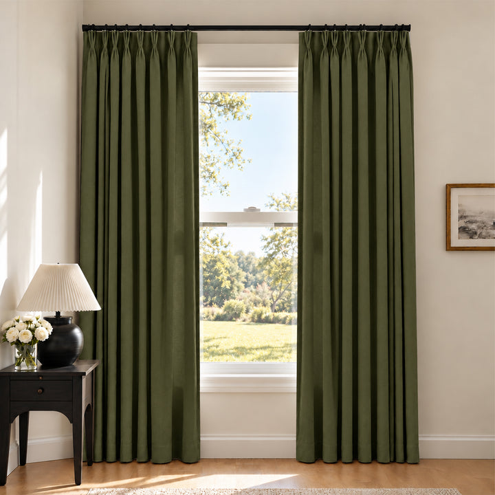 Liz Linen Herringbone Curtains & Drapes Pleated