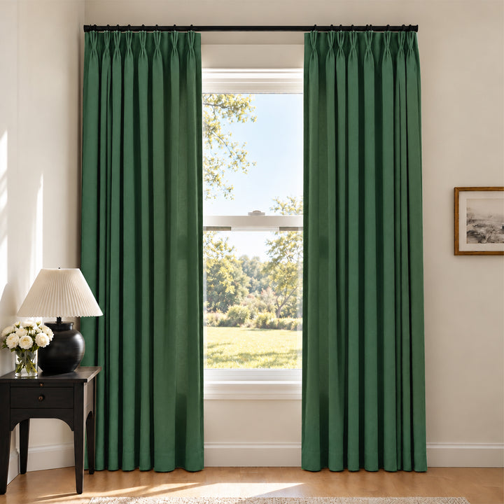 Liz Linen Herringbone Curtains & Drapes Pleated