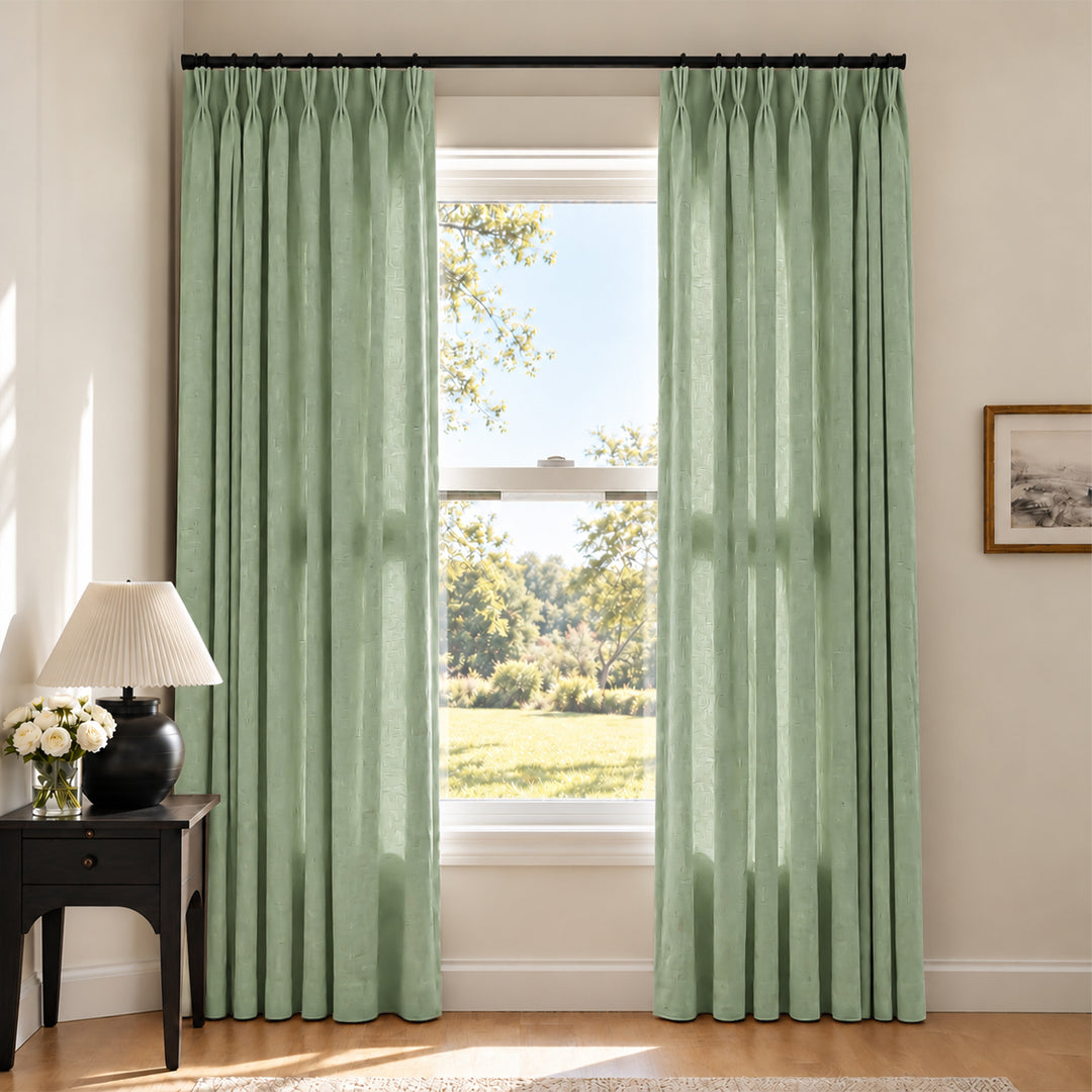 Liz Linen Herringbone Curtains & Drapes Pleated