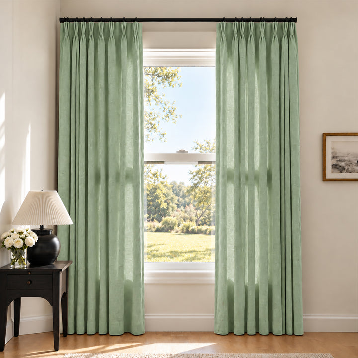 Liz Linen Herringbone Curtains & Drapes Pleated