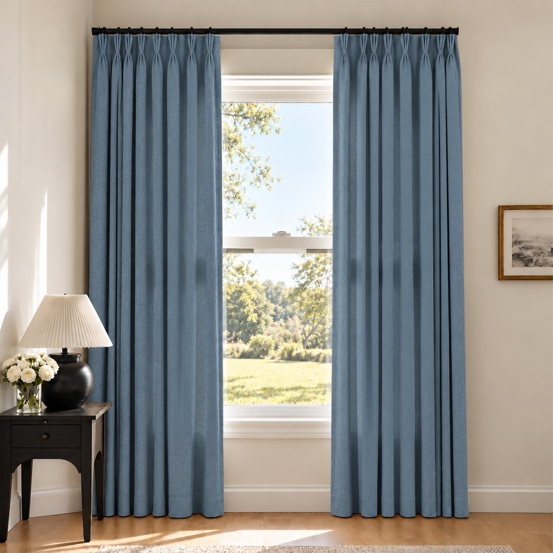 Liz Linen Herringbone Curtains & Drapes Pleated