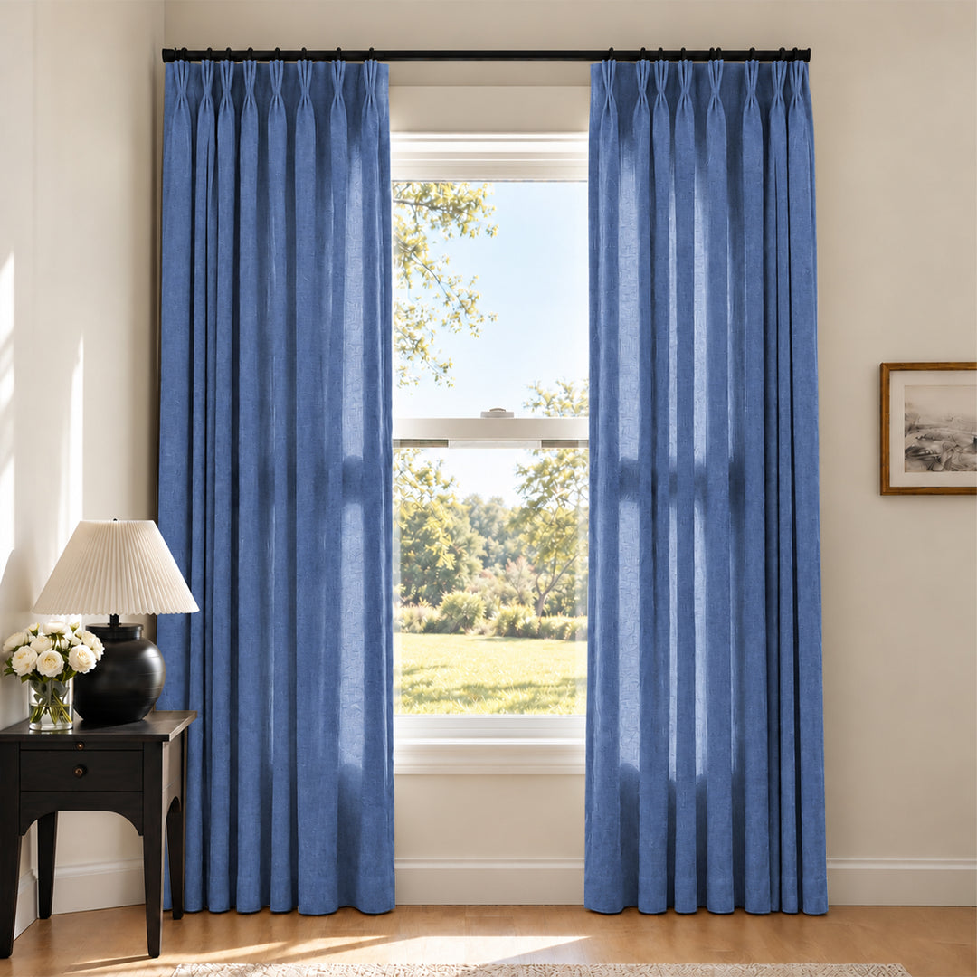 Liz Linen Herringbone Curtains & Drapes Pleated
