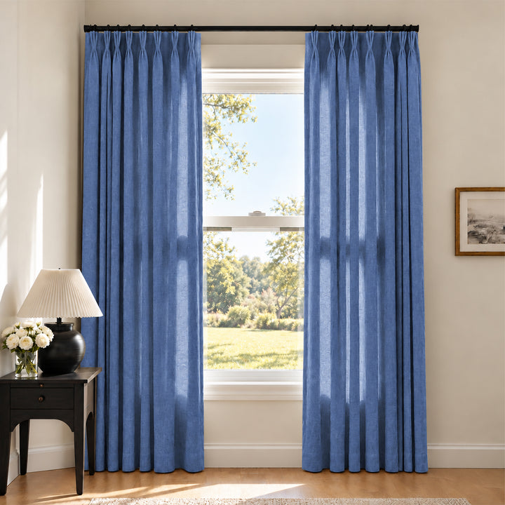Liz Linen Herringbone Curtains & Drapes Pleated