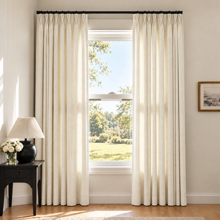 Liz Linen Herringbone Curtains & Drapes Pleated
