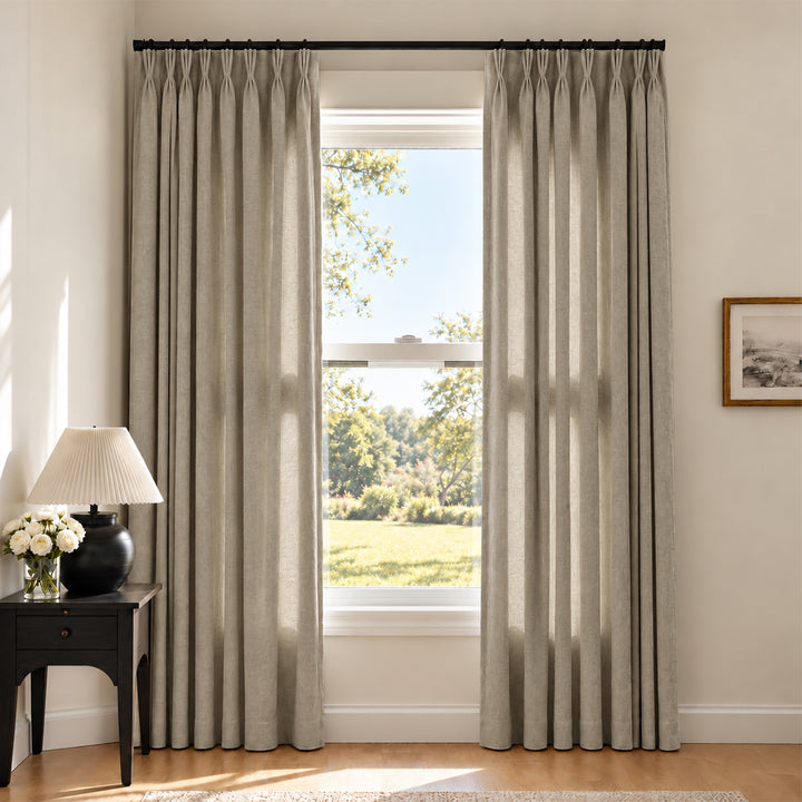 Liz Linen Herringbone Curtains & Drapes Pleated