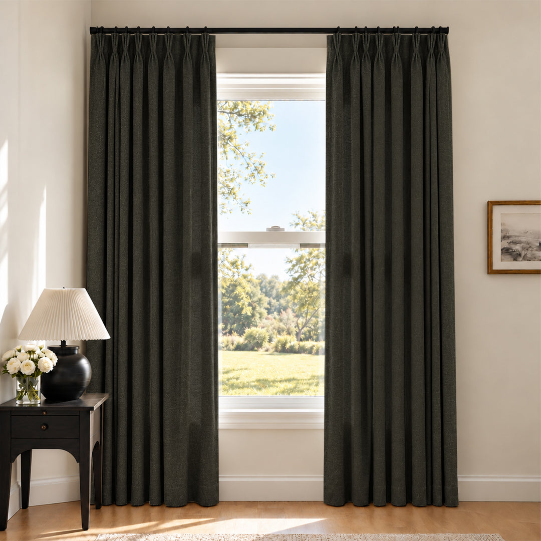 Liz Linen Herringbone Curtains & Drapes Pleated