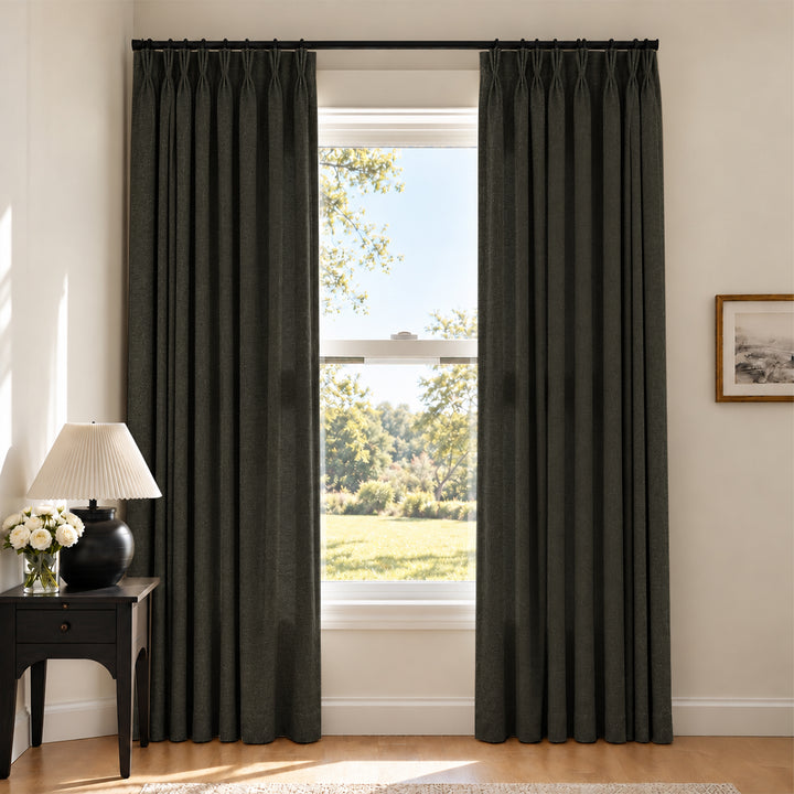 Liz Linen Herringbone Curtains & Drapes Pleated