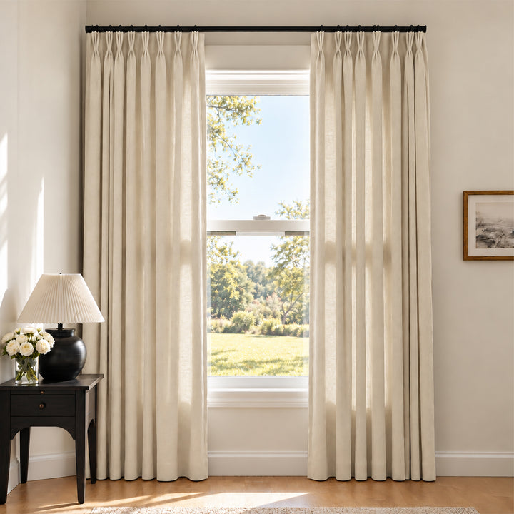 Liz Linen Herringbone Curtains & Drapes Pleated