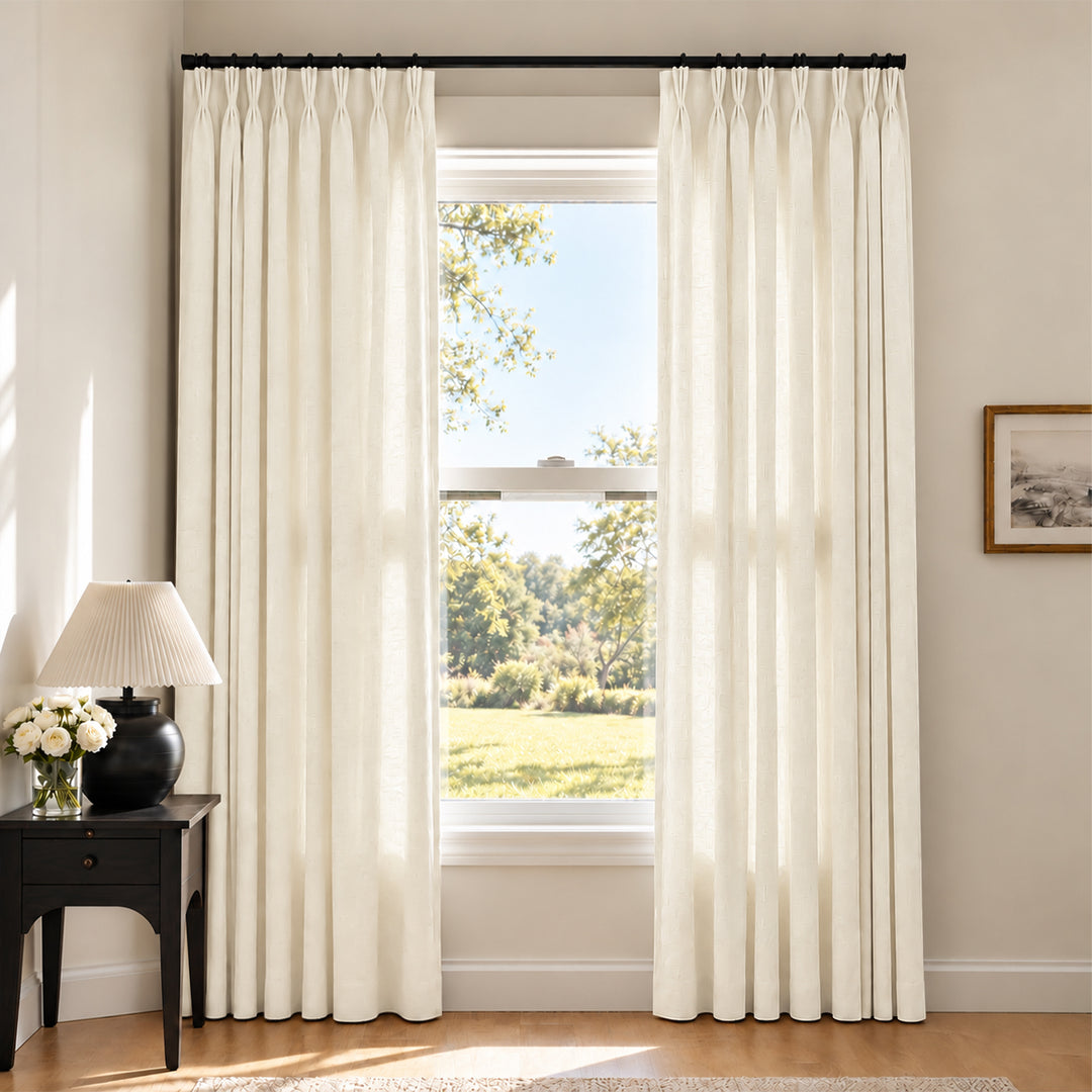 Liz Linen Herringbone Curtains & Drapes Pleated