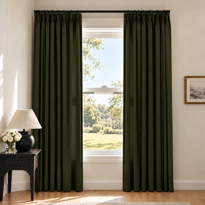 Liz Linen Herringbone Curtains & Drapes Pleated