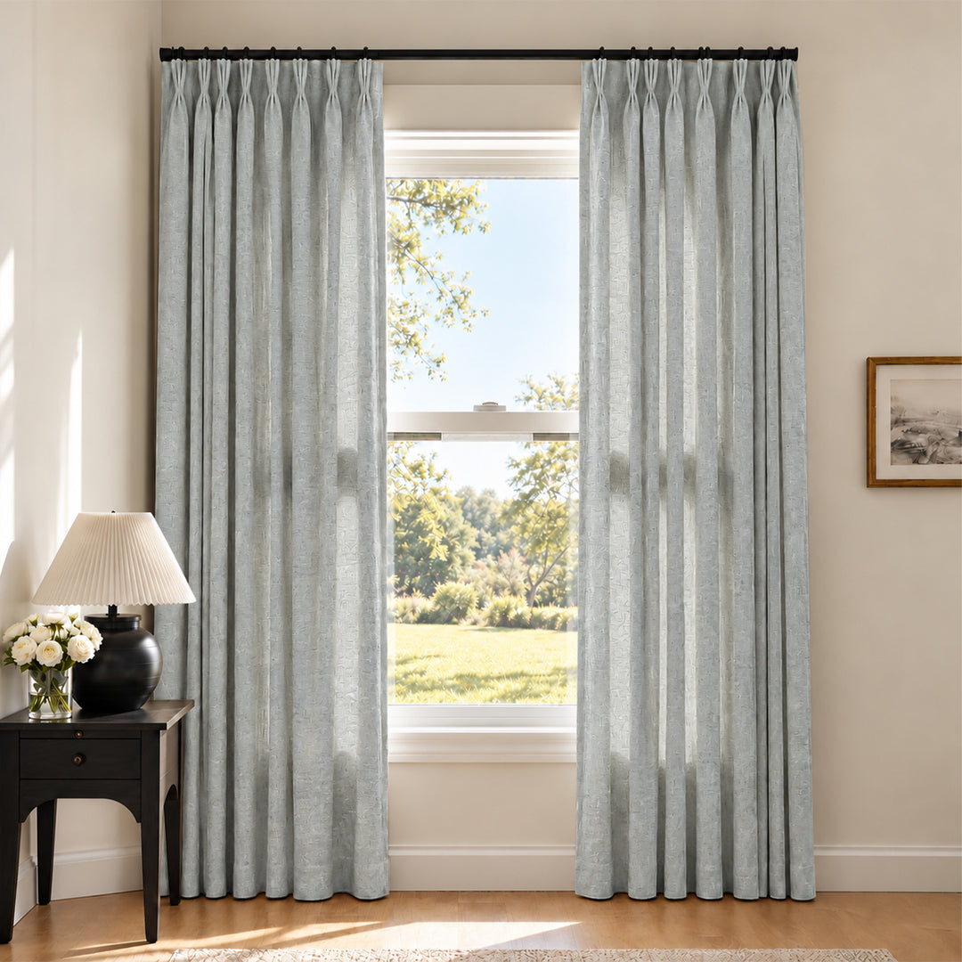 Liz Linen Herringbone Curtains & Drapes Pleated