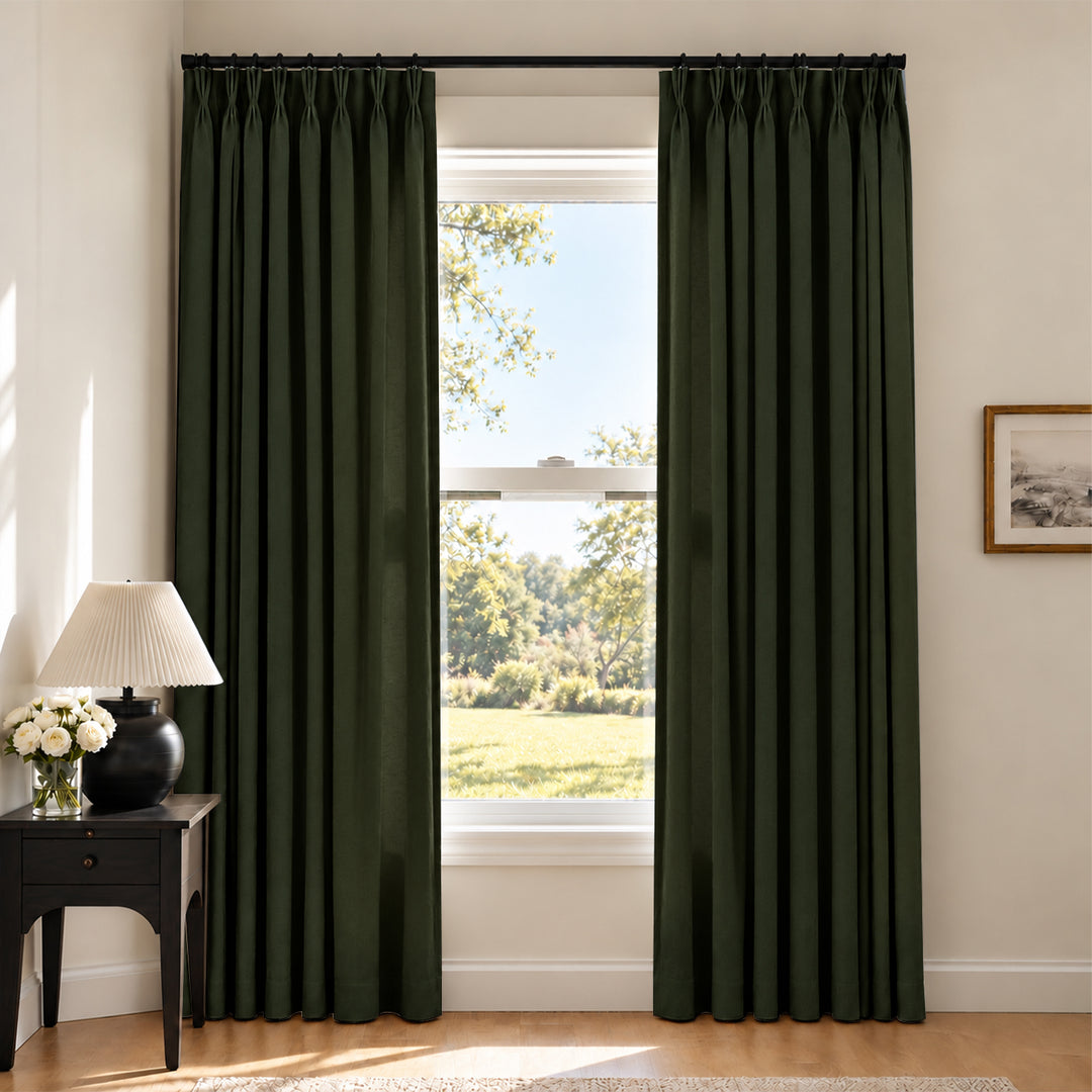 Liz Linen Herringbone Curtains & Drapes Pleated