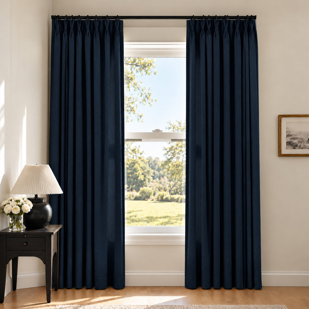 Liz Linen Herringbone Curtains & Drapes Pleated
