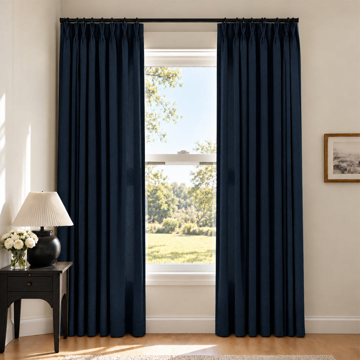 Liz Linen Herringbone Curtains & Drapes Pleated