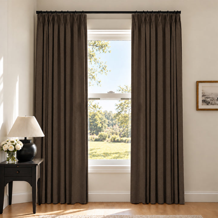 Liz Linen Herringbone Curtains & Drapes Pleated
