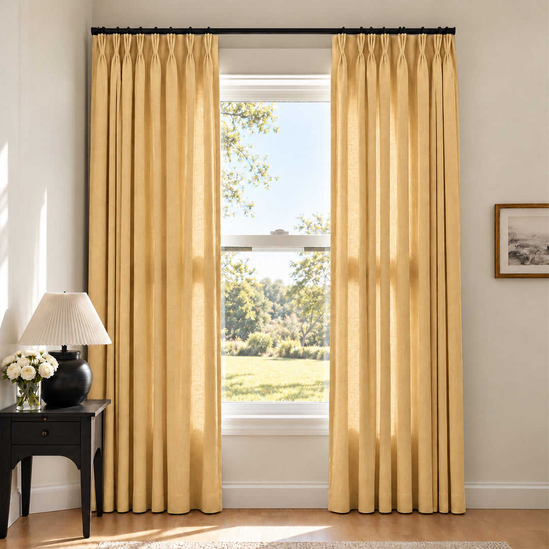 Liz Linen Herringbone Curtains & Drapes Pleated