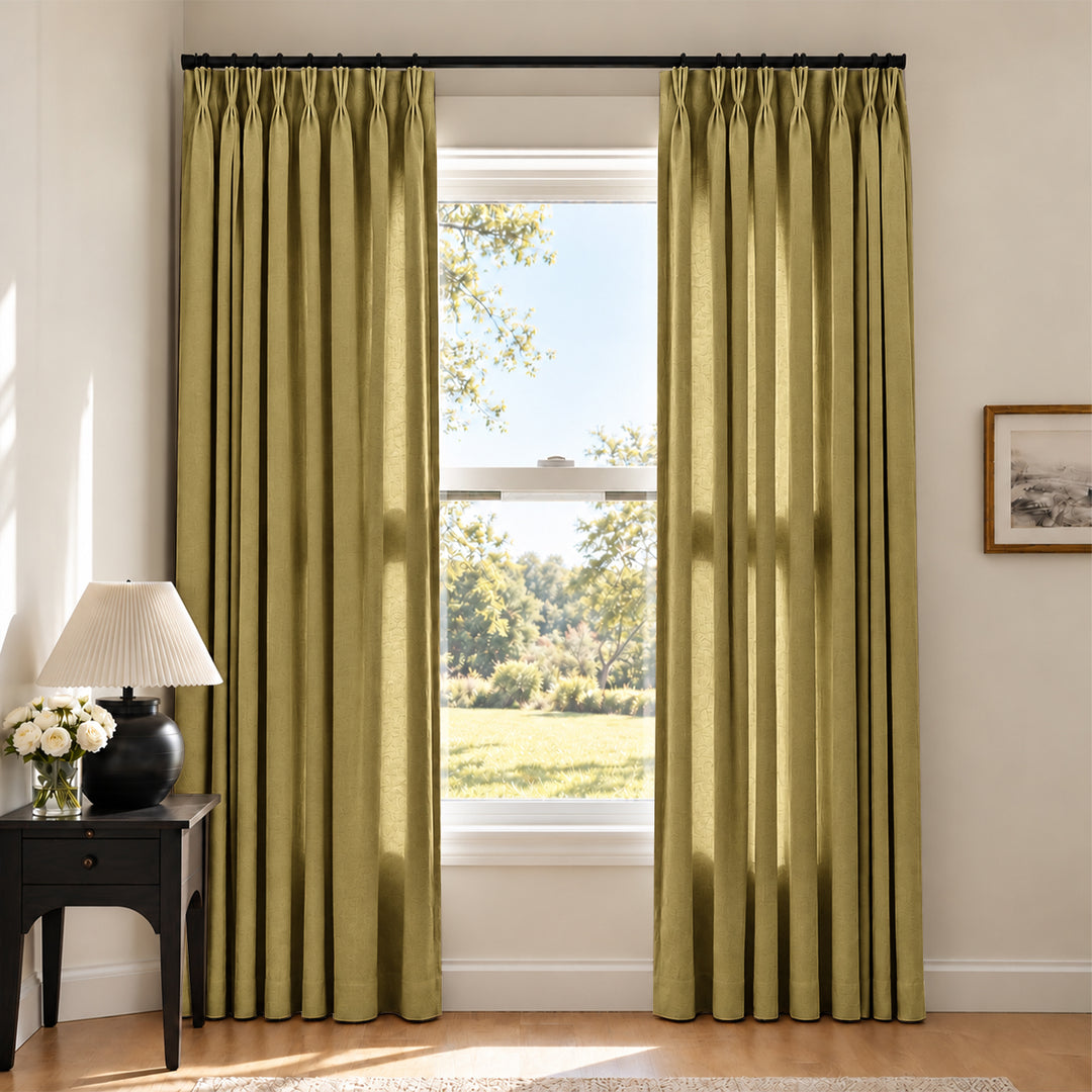 Liz Linen Herringbone Curtains & Drapes Pleated