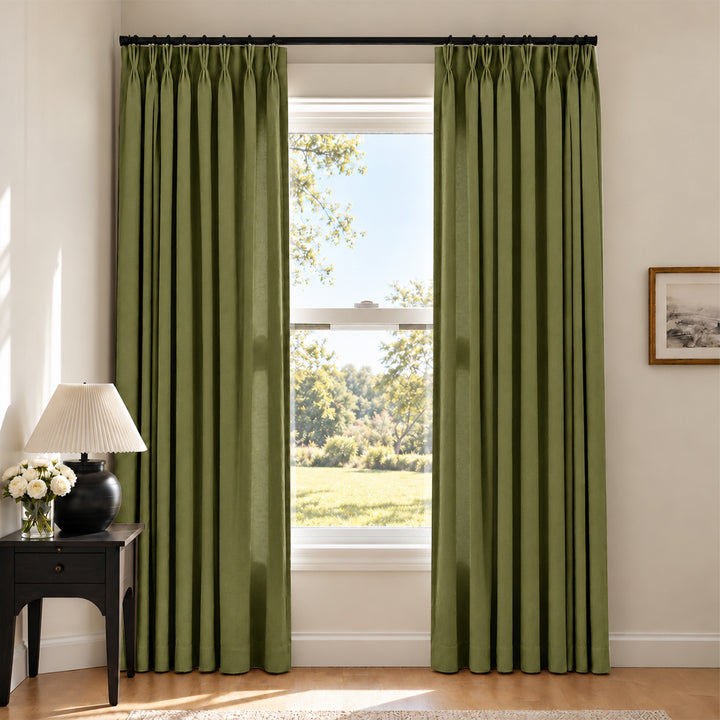 Liz Linen Herringbone Curtains & Drapes Pleated