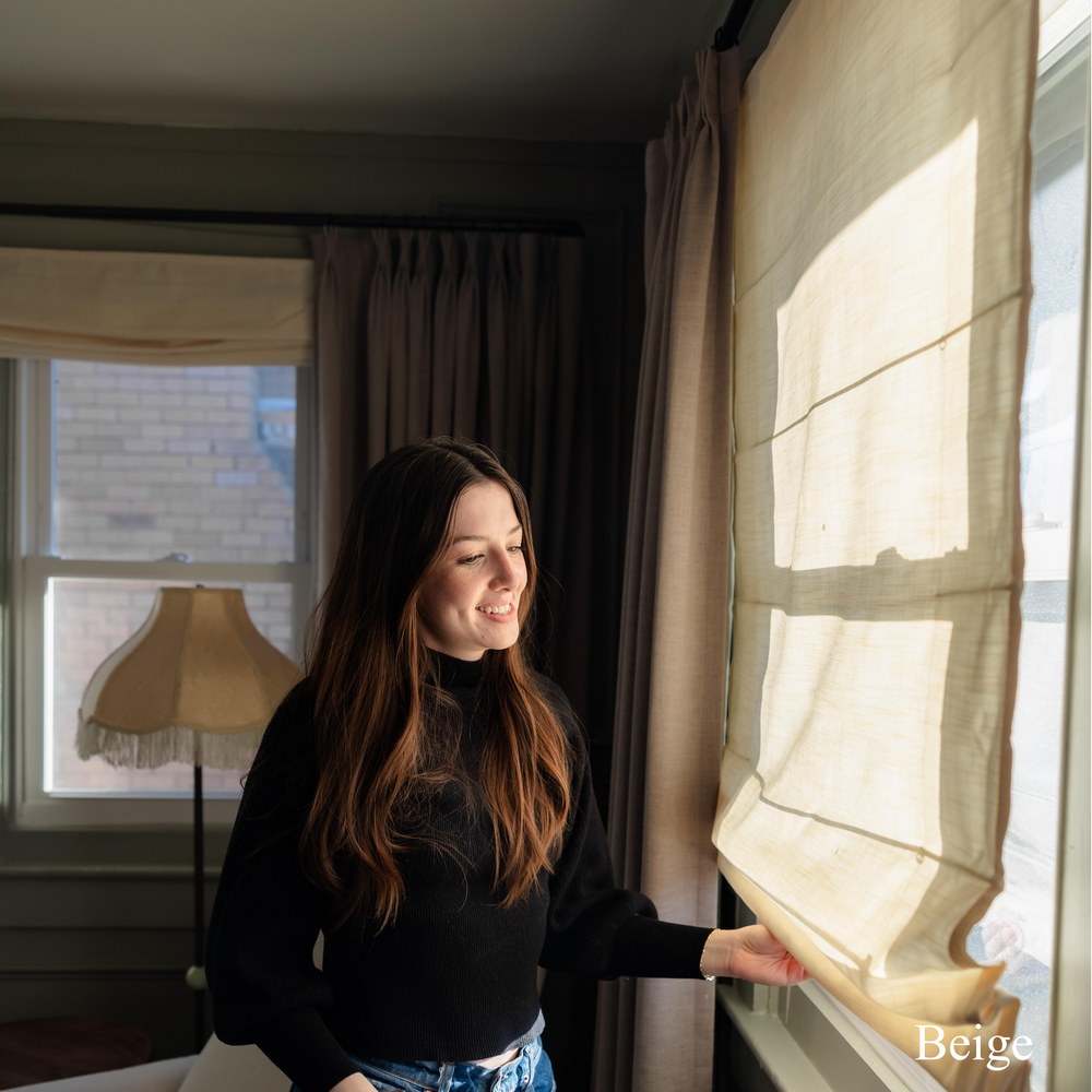 Belgian Flax Linen Roman Shades & Blinds | Flat Fold