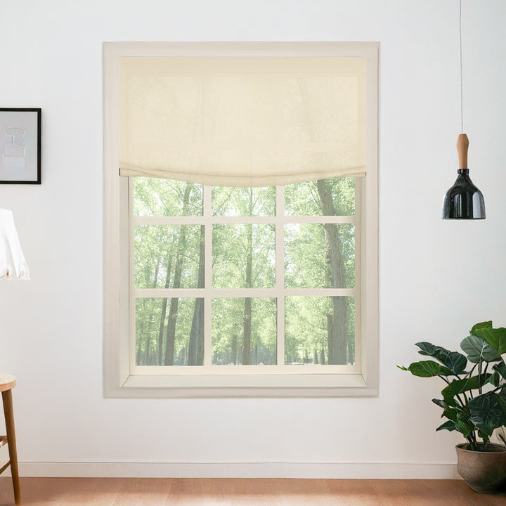 Belgian Flax Linen Roman Shades & Blinds | Relaxed
