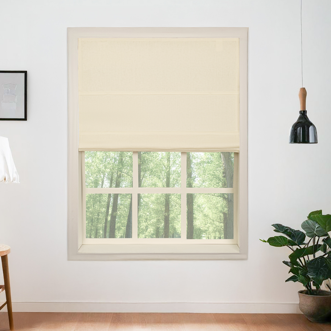 Belgian Flax Linen Blackout Roman Shades & Blinds | Fold