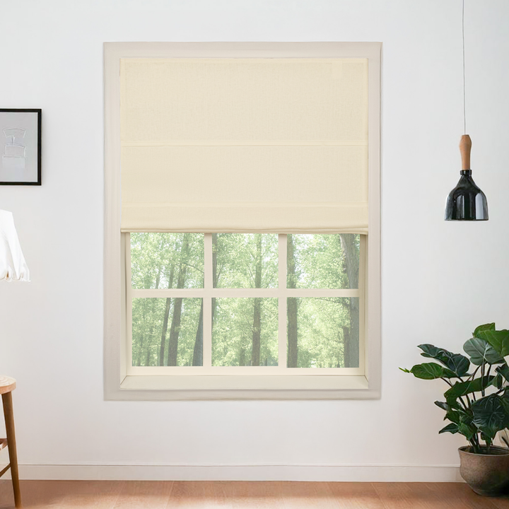 Belgian Flax Linen Blackout Roman Shades & Blinds | Fold
