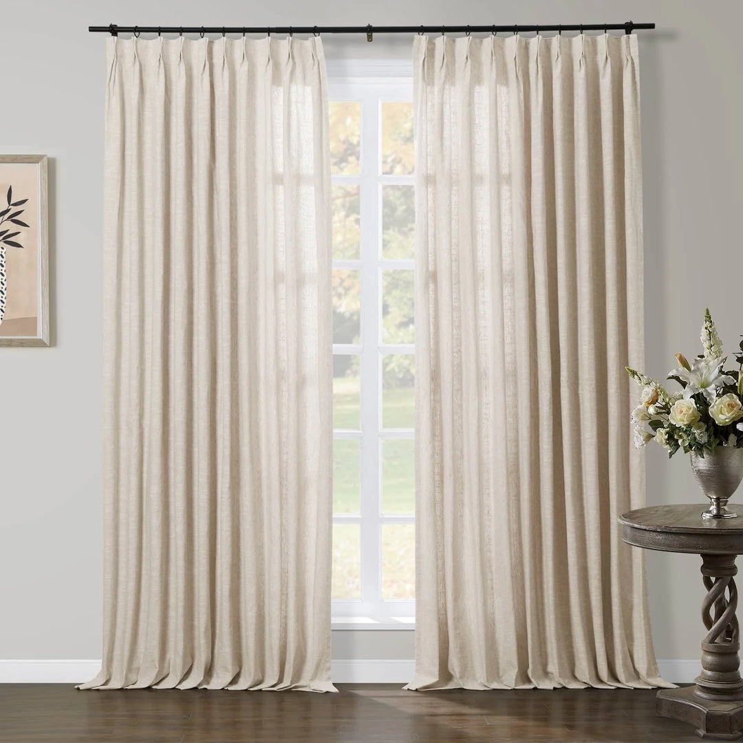 Liz Linen Herringbone Curtains & Drapes Pleated