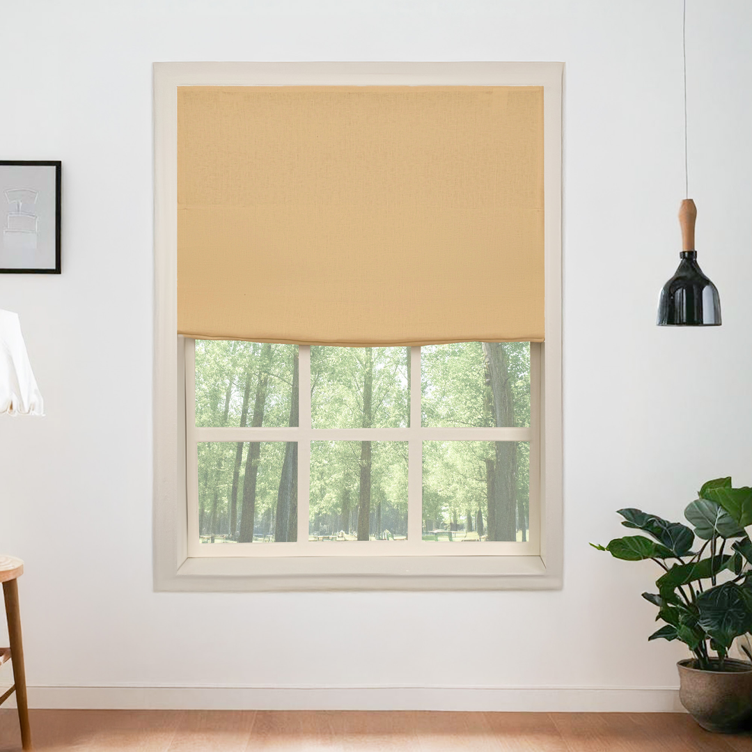 Belgian Flax Linen Roman Shades & Blinds | Flat Fold