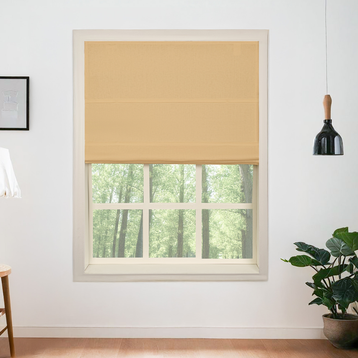 Belgian Flax Linen Blackout Roman Shades & Blinds | Fold