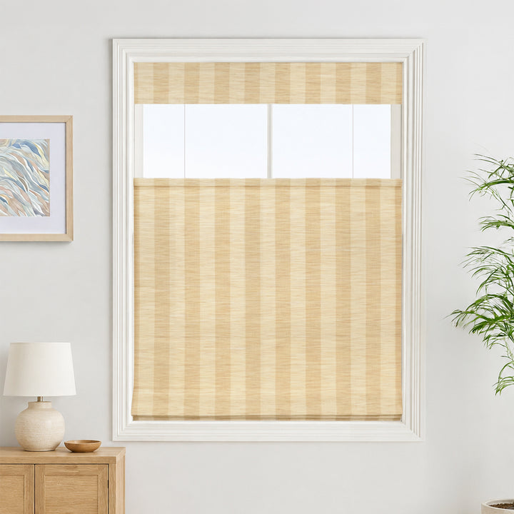 Reed Stripe Bamboo Blinds & Shades | Top Down Bottom Up - Wooden Headrail