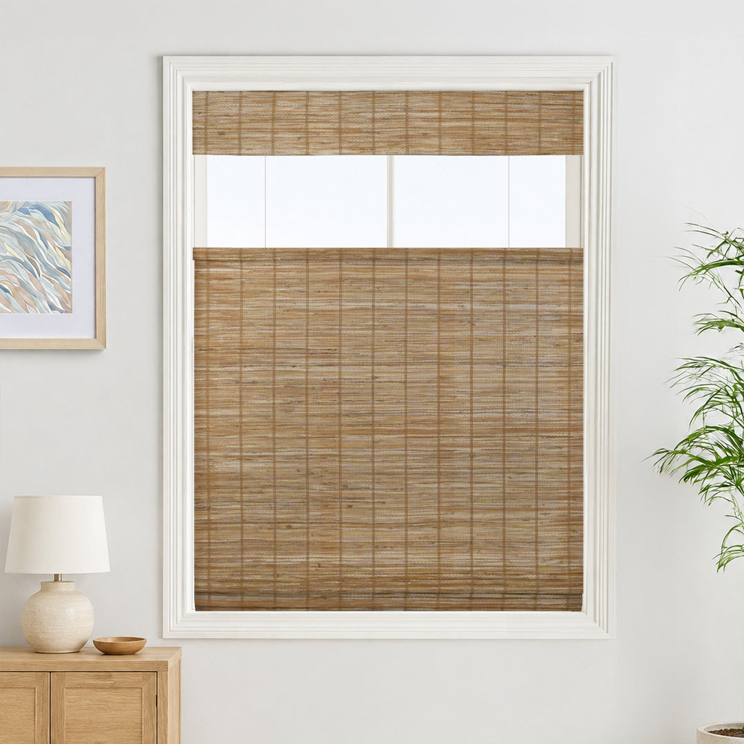 Reed Stripe Bamboo Blinds & Shades | Top Down Bottom Up - Wooden Headrail