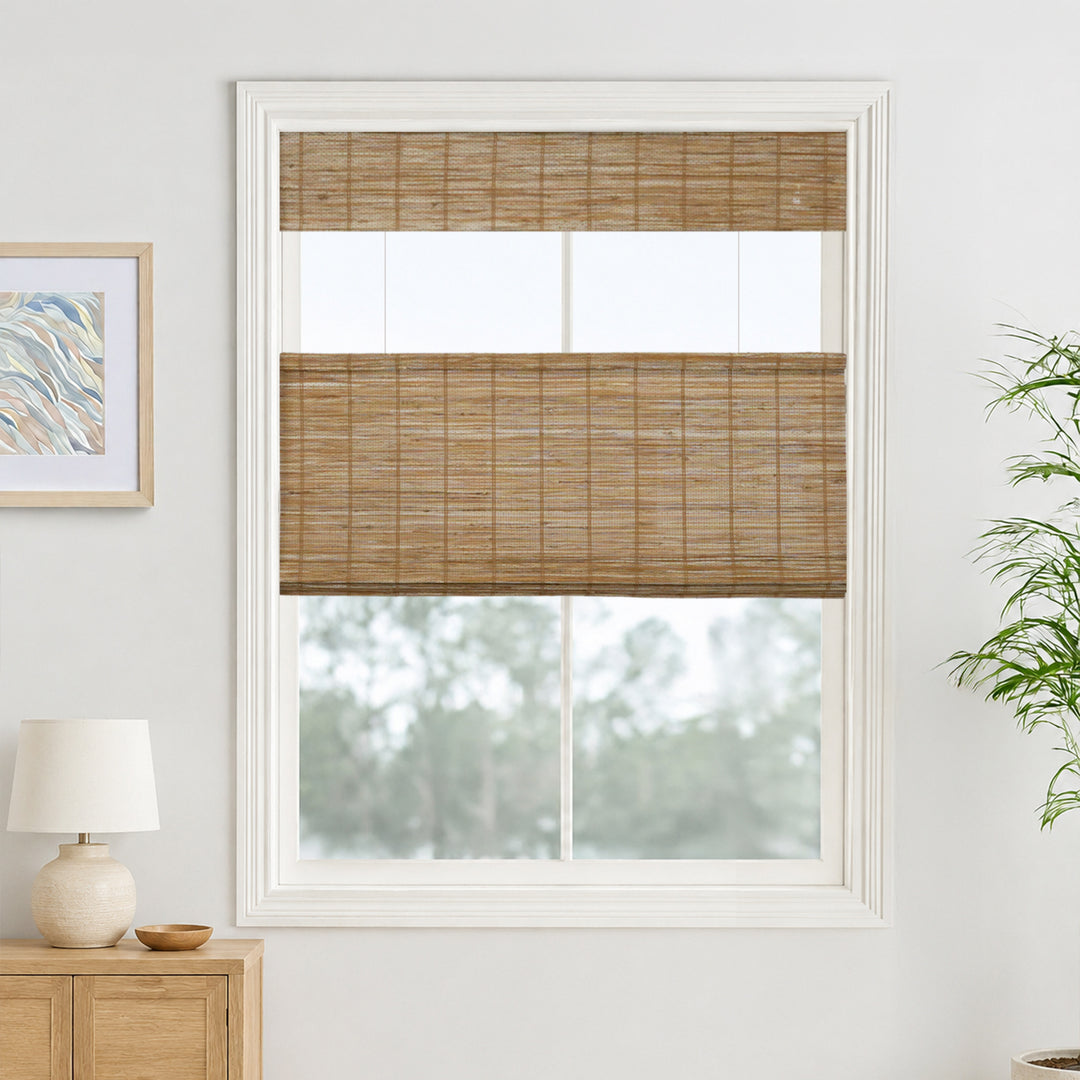Reed Stripe Bamboo Blinds & Shades | Top Down Bottom Up - Wooden Headrail