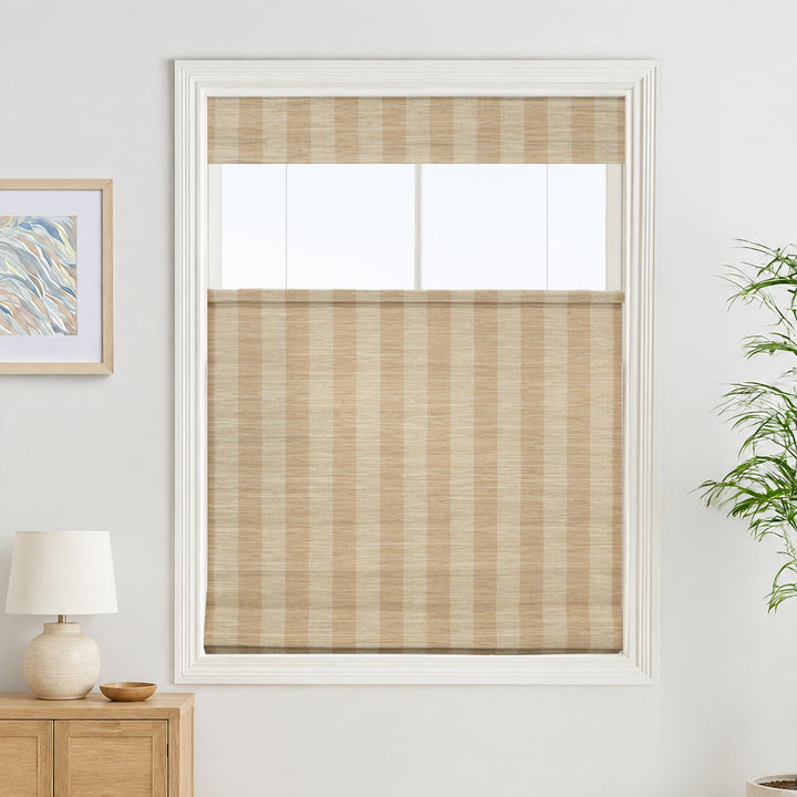 Reed Stripe Bamboo Blinds & Shades | Top Down Bottom Up - Wooden Headrail