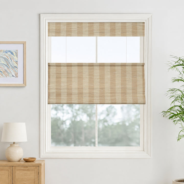 Reed Stripe Bamboo Blinds & Shades | Top Down Bottom Up - Wooden Headrail