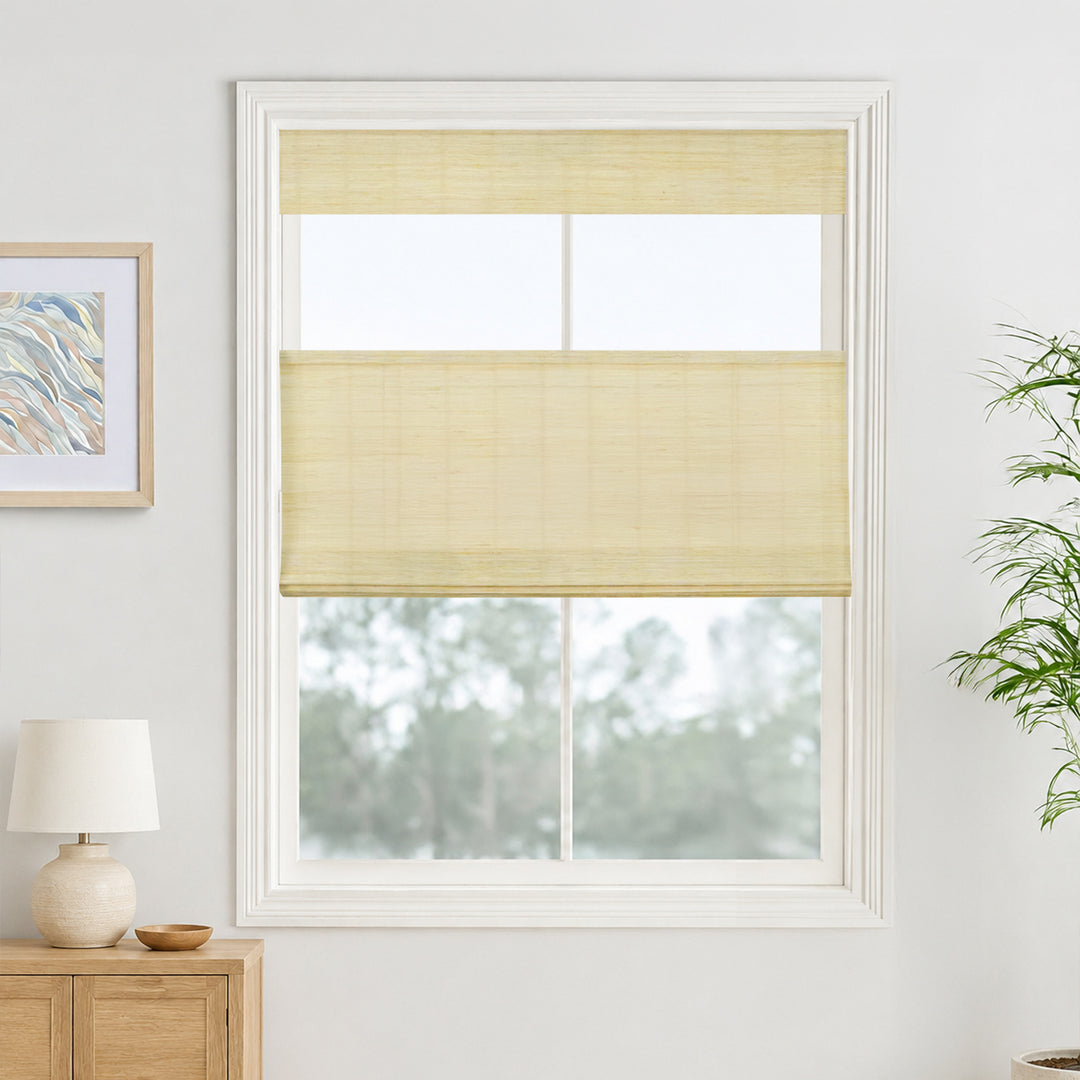 Reed Stripe Bamboo Blinds & Shades | Top Down Bottom Up - Wooden Headrail