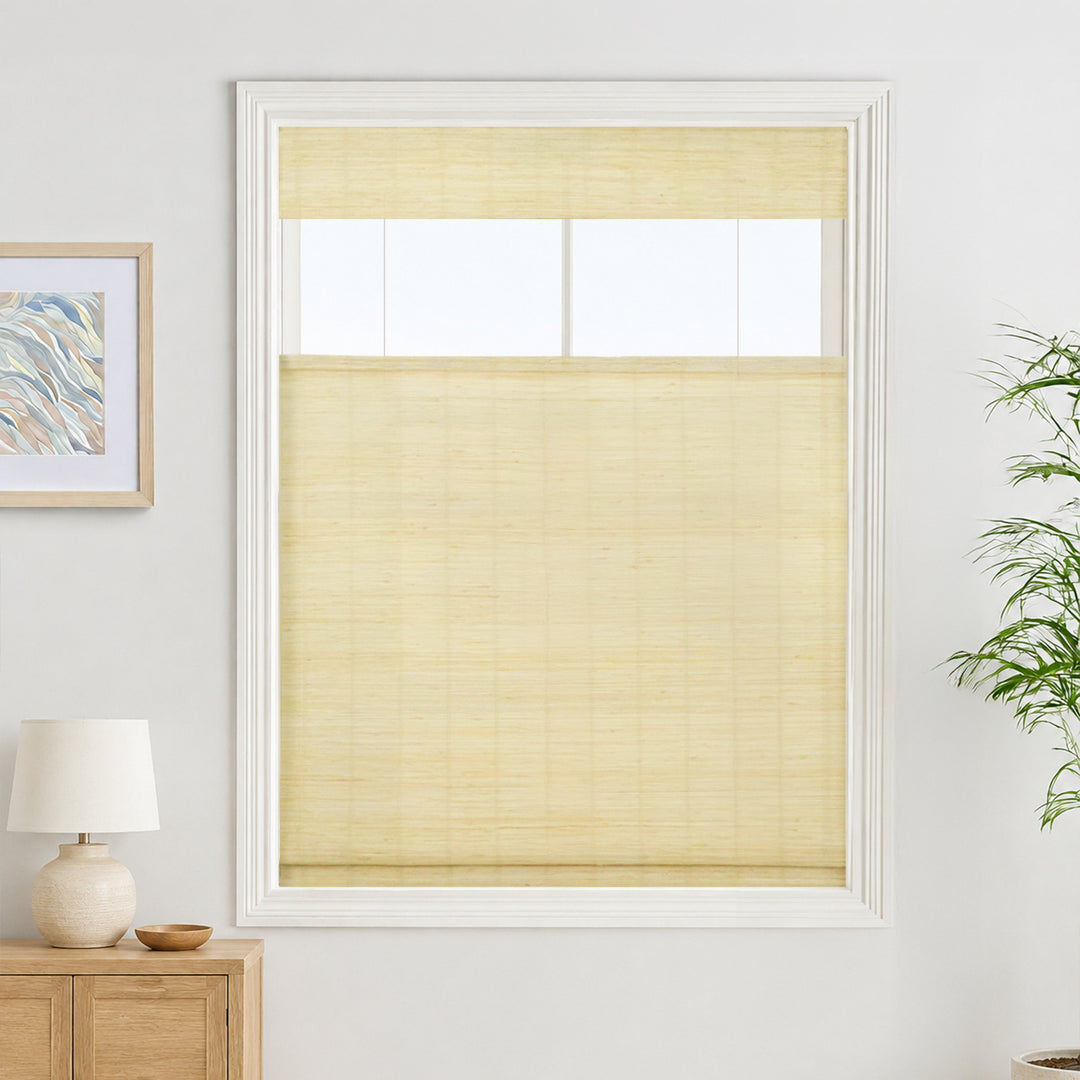 Reed Stripe Bamboo Blinds & Shades | Top Down Bottom Up - Wooden Headrail