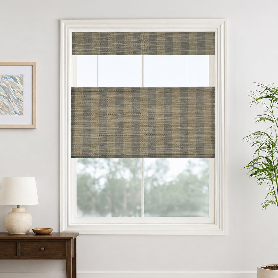 Reed Stripe Bamboo Blinds & Shades | Top Down Bottom Up - Wooden Headrail