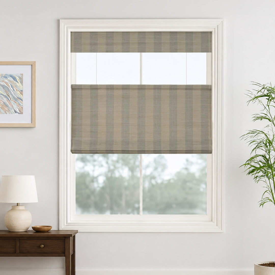 Reed Stripe Bamboo Blinds & Shades | Top Down Bottom Up - Wooden Headrail