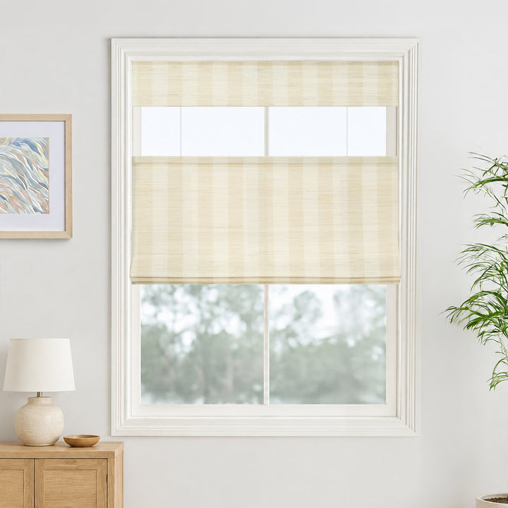 Reed Stripe Bamboo Blinds & Shades | Top Down Bottom Up - Wooden Headrail