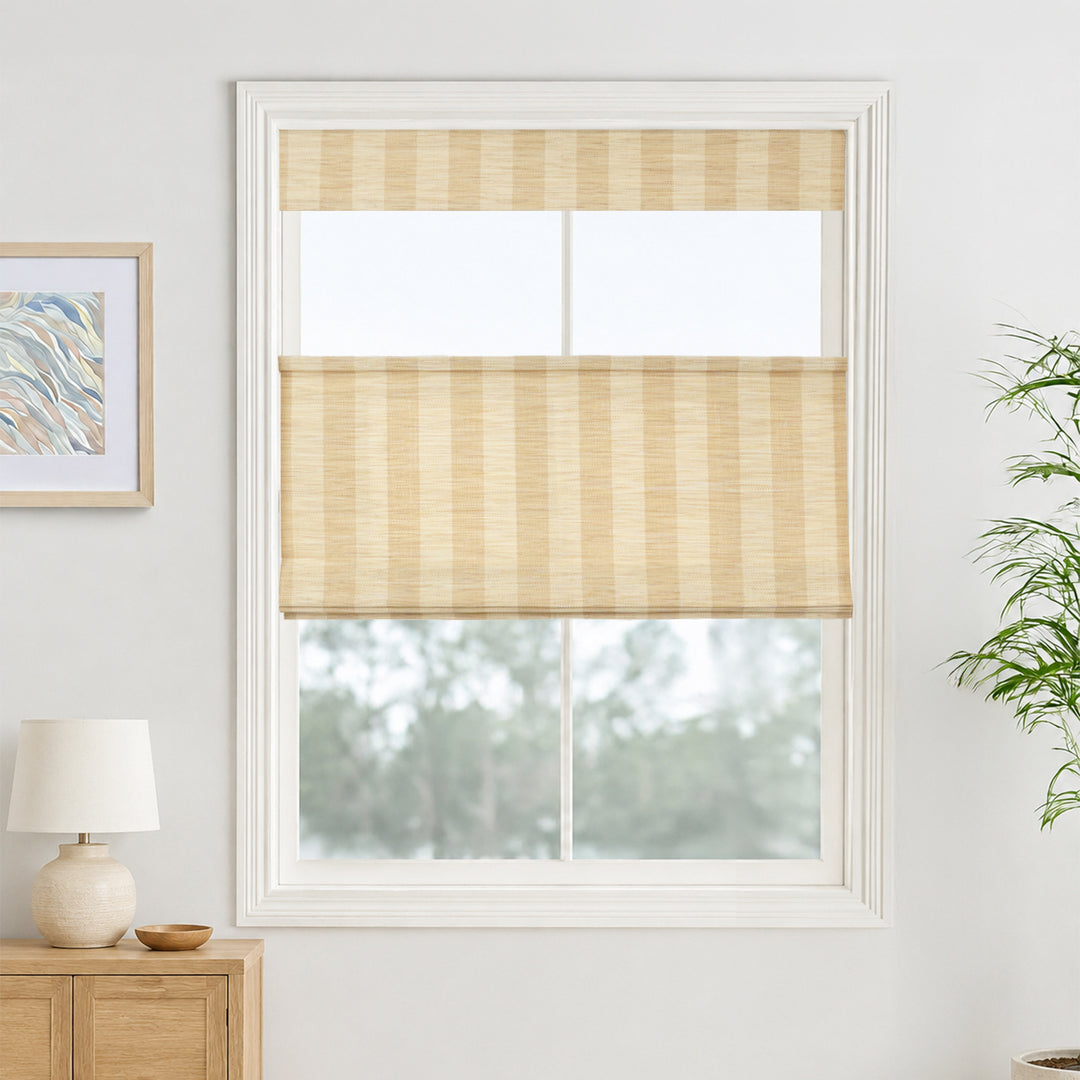 Reed Stripe Bamboo Blinds & Shades | Top Down Bottom Up - Wooden Headrail