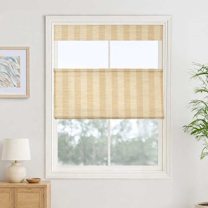 Reed Stripe Bamboo Blinds & Shades | Top Down Bottom Up - Wooden Headrail