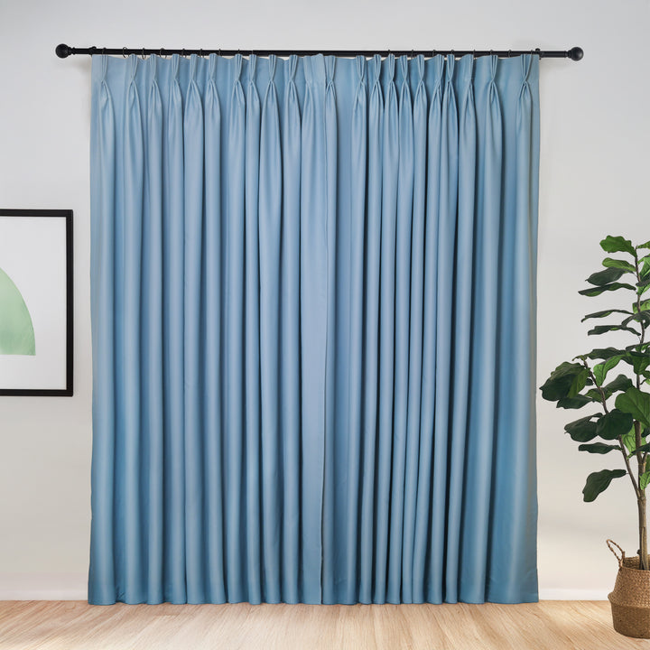 Vista Cotton Blend Physical Blackout Curtains Pleated