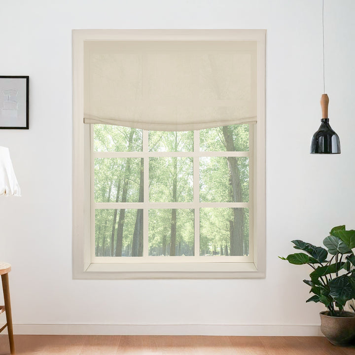 Belgian Flax Linen Roman Shades & Blinds | Relaxed