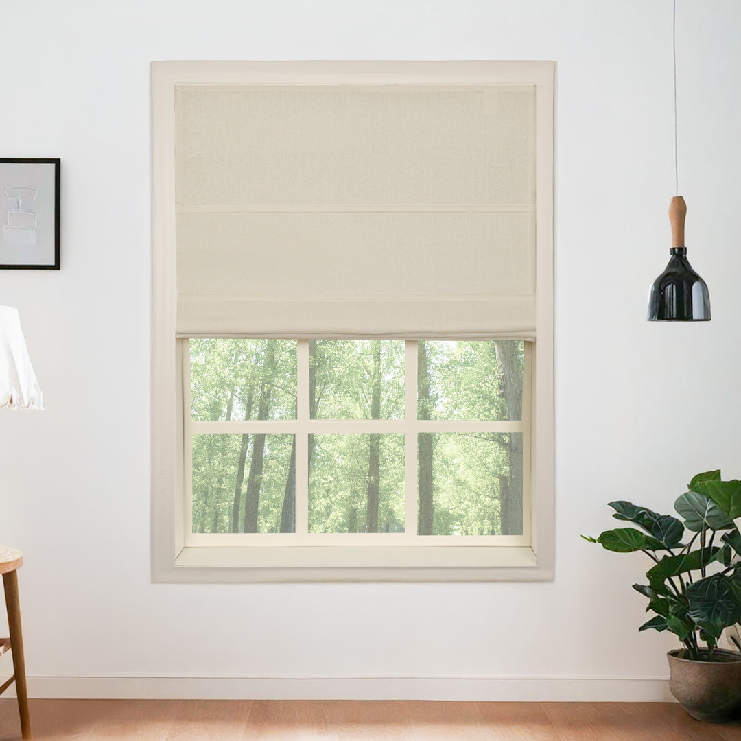 Belgian Flax Linen Blackout Roman Shades & Blinds | Fold