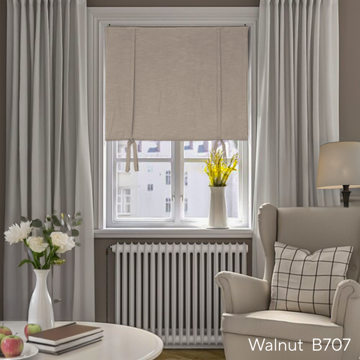 Belgian Flax Linen  Roman Shades & Blinds | Tie